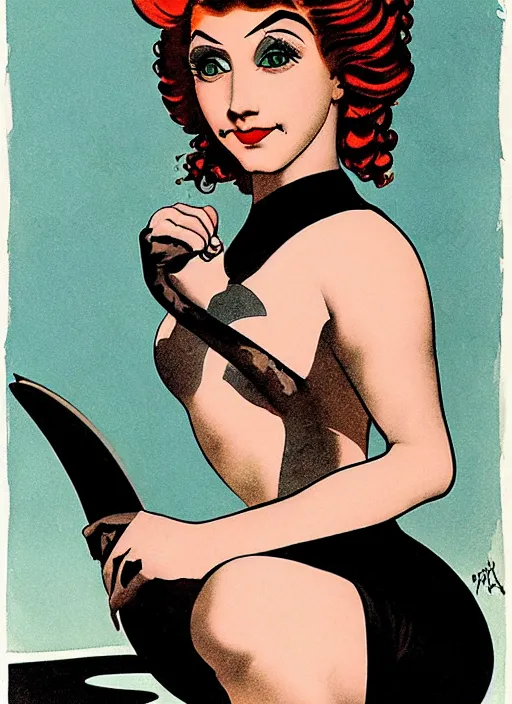 Image similar to a portrait of a pretty sewer punk young lady by alberto vargas