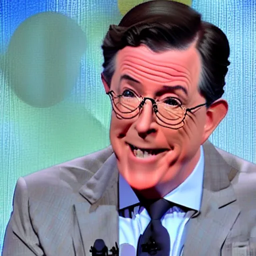 Image similar to stephen colbert with a frozen frosted beard ice cubes