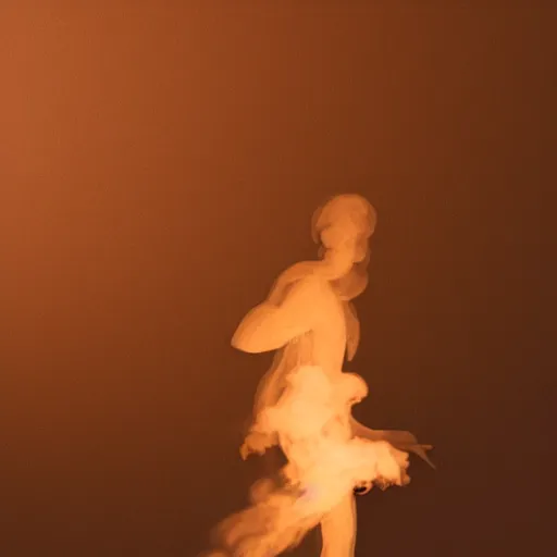 Prompt: A person made of smoke in blender, dancing, ambient lighting, depth of field,