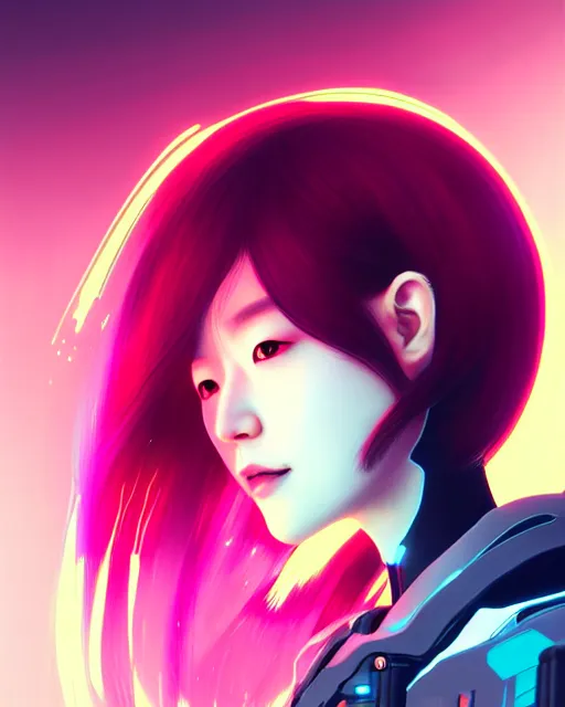 Prompt: kim hyun joo as a cyborg with rose hair, cyborg, warframe, colorful, cinematic, illuminated, sunny day, beautiful girl, advanced technology, futuristic, art by ilya kuvshinov, akiko takase