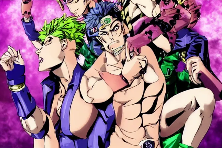 Image similar to jojos bizarre adventures gay love