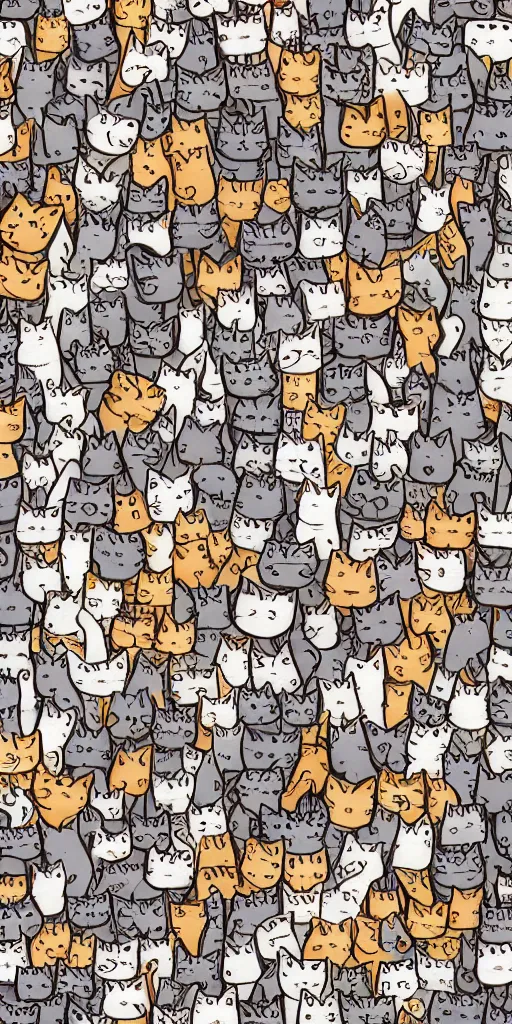 Prompt: seamless pattern of cute cats symmetrical, high coherence, repeating 3 5 mm photography