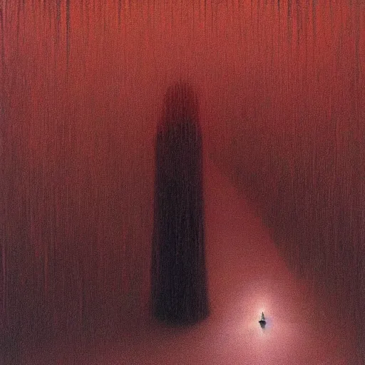 Prompt: Damp commuter ghost. Zdzisaw Beksinski.