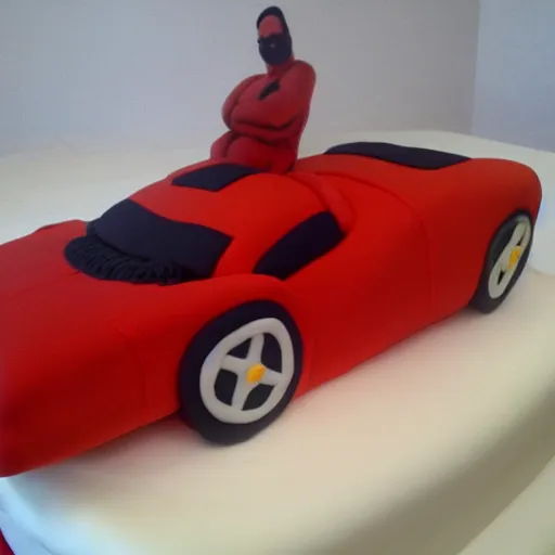 Prompt: ferrari made of cake