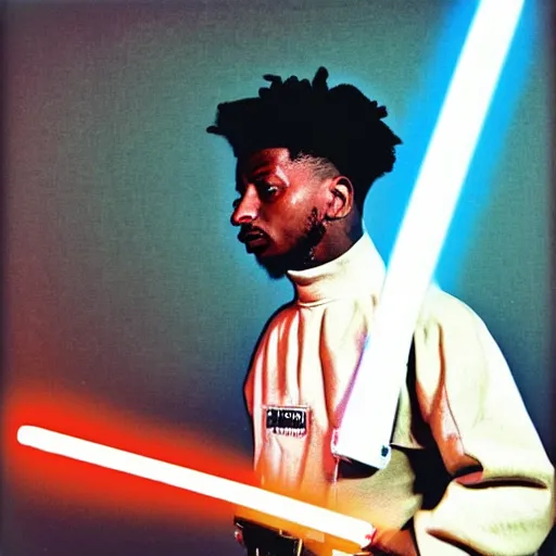 Image similar to polaroid shot of 2 1 savage in star wars audtion