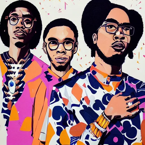 Image similar to The Migos Painting by Sachin Teng, asymmetrical, Organic Painting , Matte Painting, geometric shapes, Black and White, hard edges, graffiti, street art,:2 by Sachin Teng:4