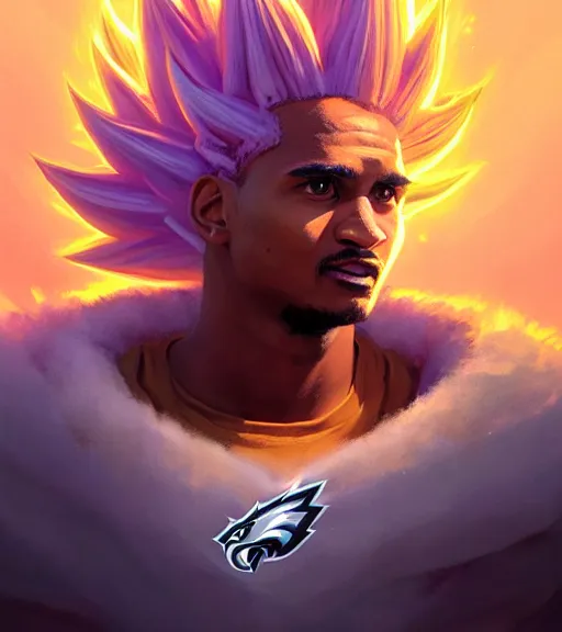 highly detailed portrait of super saiyan jalen hurts, Stable