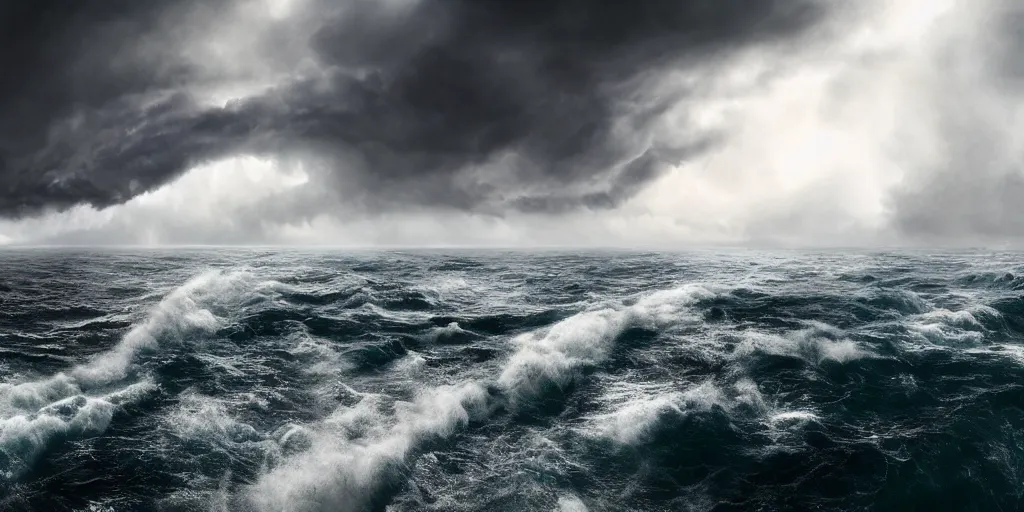 Image similar to detailed sea, layers, very detailed super storm, hyper realistic, impressive, very atmospheric, smoke boiling, cinematic, deep, very high complexity, stunning, masterpiece, weather photography, very detailed. 4 k