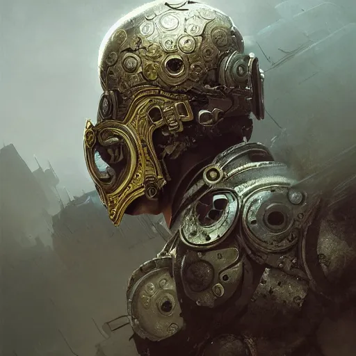 Image similar to Very very very very highly detailed epic photo of face with venetian mask, intricate, dystopian, sci-fi, extremely detailed, digital painting, artstation, concept art, smooth, sharp focus, illustration, intimidating lighting, incredible art by Greg Rutkowski and Jakub Rozalski and Artgerm and Anton Pieck