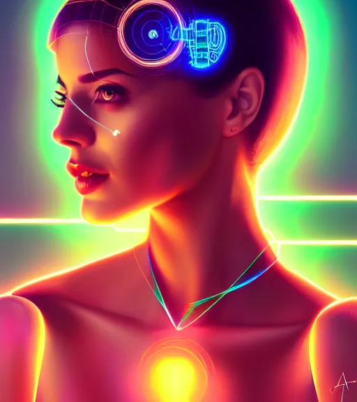 Image similar to symmetry!! latin princess of technology, solid cube of light, hard edges, product render retro - futuristic poster scifi, lasers and neon circuits, beautiful woman latin princess, intricate, elegant, highly detailed, digital painting, artstation, concept art, smooth, sharp focus, illustration, dreamlike, art by artgerm