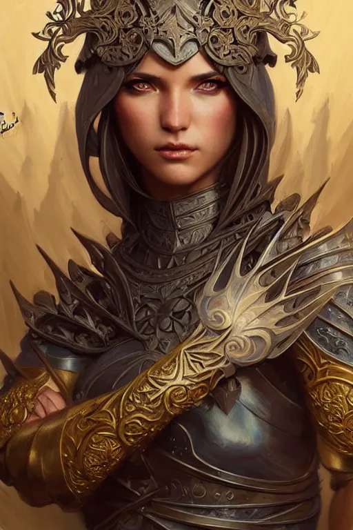 Image similar to Muscular and powerful medieval knight portrait, art nouveau, fantasy, intricate flower designs, elegant, highly detailed, sharp focus, art by Artgerm and Greg Rutkowski