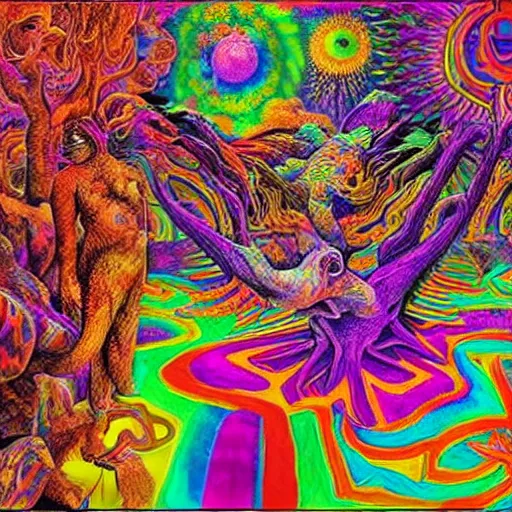 Prompt: tripping on acid and dmt, surreal