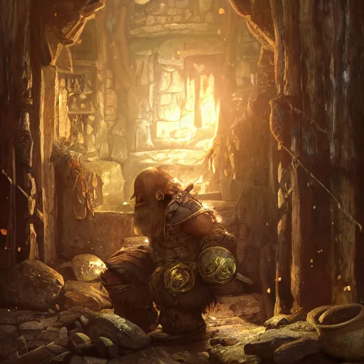 Prompt: Ancient dwarven blacksmith in the mythology of svartalfheim, D&D, fantasy, intricate, cinematic lighting, highly detailed, digital painting, artstation, concept art, smooth, sharp focus, illustration, art by Akihiko Yoshida, Greg Rutkowski and Alphonse Mucha