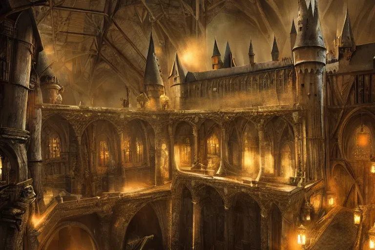 Image similar to the most amazing dream you ever had about hogwarts, hyper realistic, ambient lighting, concept art, intricate, hyper detailed, smooth, dynamic volumetric lighting, octane, cinematic