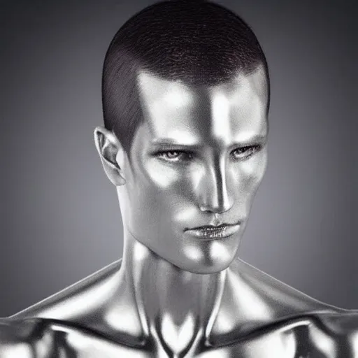 Prompt: “a realistic detailed photo of a guy who is an attractive humanoid who is half robot and half humanoid, who is a male android, Coach Shawn Flaherty, shiny skin, posing like a statue, blank stare, different eye colors, on display, sparks coming out from his body”