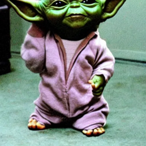 Image similar to baby yoda transforming into hulk