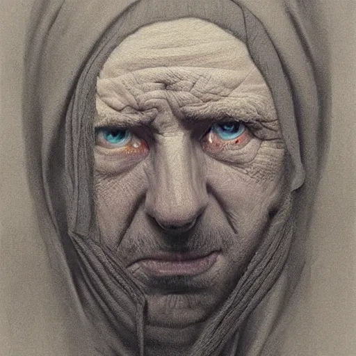 Image similar to chris evans wearing a babushka scarf, charcoal painting by richard mortensen and zdzislaw beksinski, trending on cgsociety, remodernism, matte drawing, zbrush, hyper realism