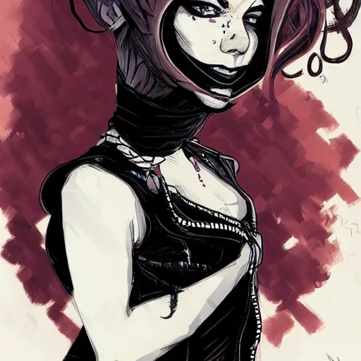 Image similar to highly detailed portrait of a punk young lady by Greg Tocchini and Cliff Chiang