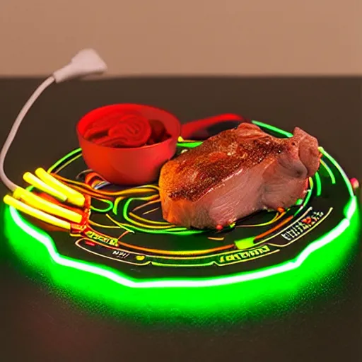 Image similar to neon gaming LED porkchops