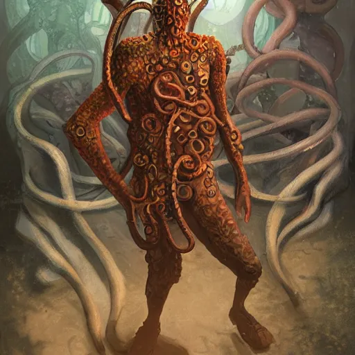 Prompt: full body portrait of a tentacle warrior, by jon foster