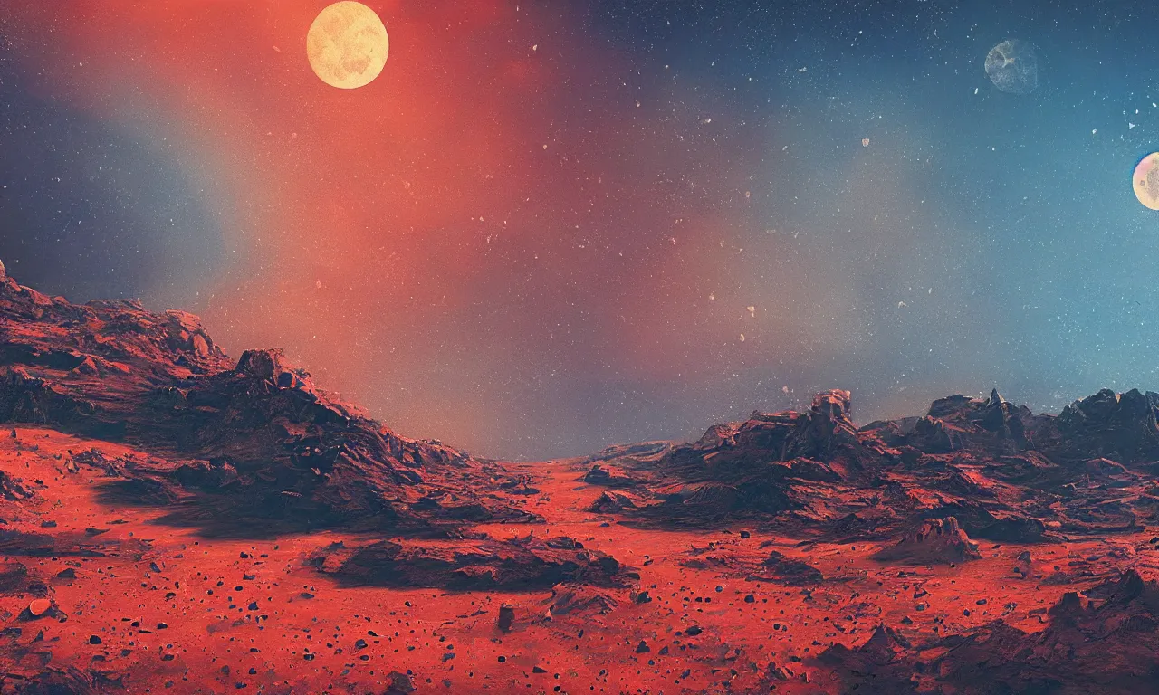 Image similar to mars and moon ground by alena aenami artworks in 4 k