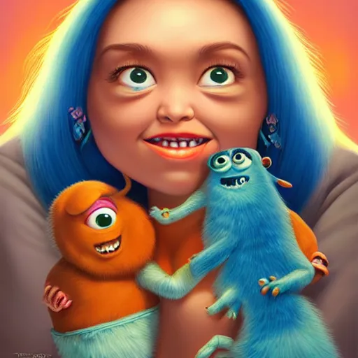 Monster Inc Portrait, Pixar Style, By Tristan Eaton 