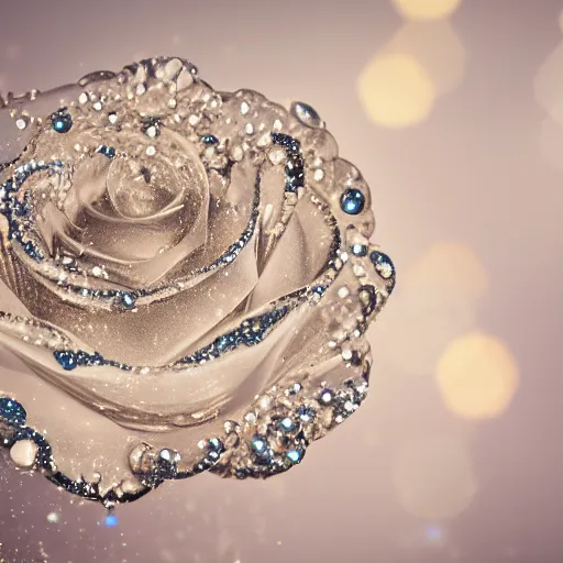 Image similar to crystal rose, highly detailed, elegant, 4 k, close - up, bokeh, realistic,