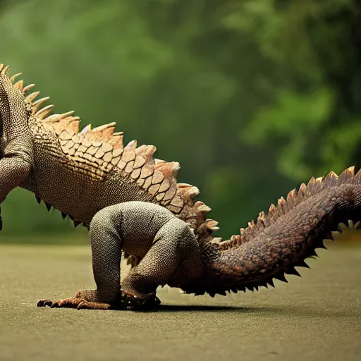 Image similar to a hybrid between a komodo-dragon and a pangolin, national geographic file-photo, photography