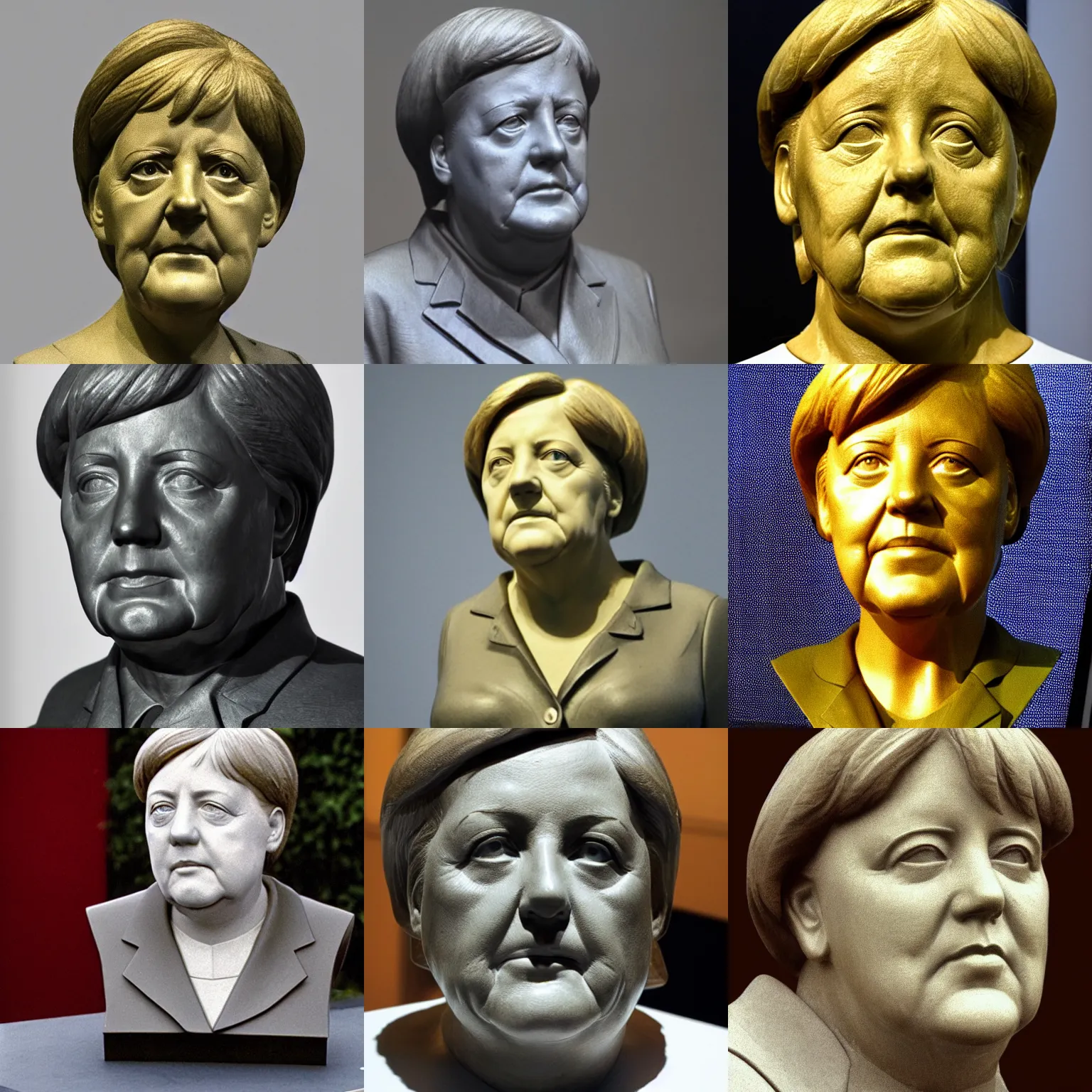 Prompt: bust of angela merkel, by ernst barlach