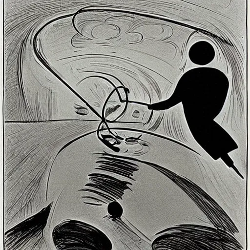 Image similar to A kinetic sculpture. A rip in spacetime. Did this device in his hand open a portal to another dimension or reality?! by William Gropper perspective