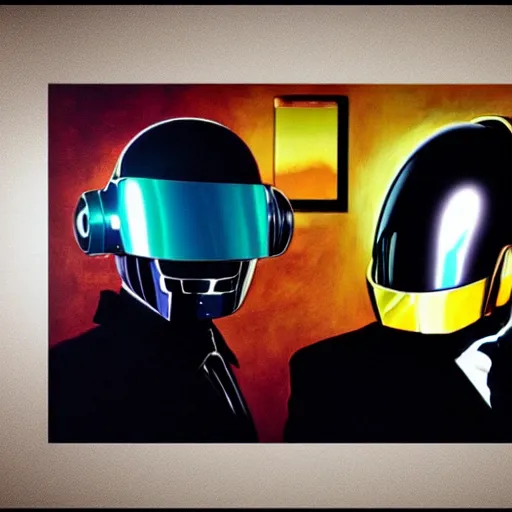 Image similar to Daft Punk as painted by Michaelangelo