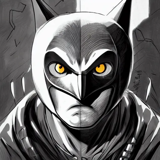 Prompt: portrait barn owl batman by yusuke murata and masakazu katsura, artstation, highly - detailed, cgsociety, artstation, pencil and ink, fighting pose, city in the background, dark colors, detailed face