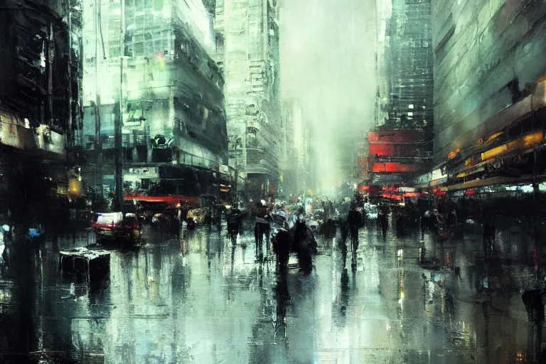 Image similar to cityscape painted by jeremy mann, street - level, dripping oil paint, highly detailed, high resolution