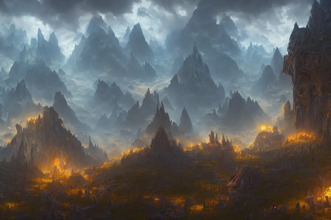 Prompt: screenshot of world of warcraft, oil painting, concept art, filip hodas, john howe, mike winkelmann, jessica rossier, andreas rocha, bruce pennington, albert bierstadt, 4 k