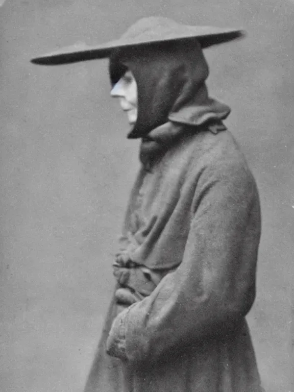 Prompt: portrait of grim reaper with no face, ww1 photo, grainy, high detail, high resolution,