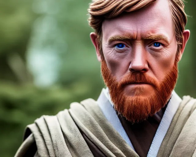 Image similar to 5 5 mm portrait photo of real life obi wan kenobi as a british jerk. highly detailed 8 k. ultra real. soft light. nikon d 8 5 0.