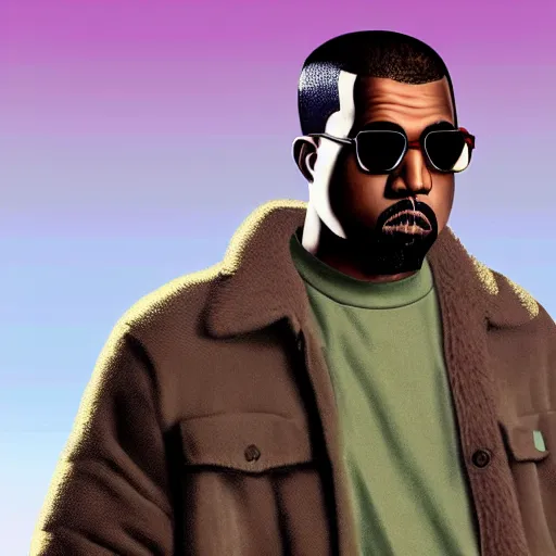 Prompt: kanye west in in gta v, cover art by stephen bliss, boxart, loading screen