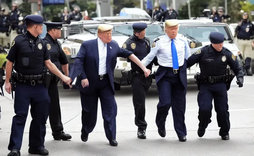 Prompt: trump being arrested by the fbi