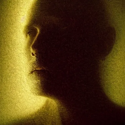 Prompt: dark expressive portrait of the digitally glitched soul, dramatic lighting, lonely, god rays, edges, universal background, facial expression, chiaroscuro, atmospheric lighting, motion design, by Beksinski, maze, sharp focus, deviantart, irridescent, intense knowledge
