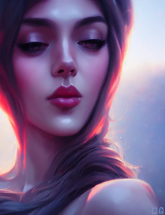 Prompt: blurred background. close-up portrait of a goddess in crown, by artgerm, Afarin Sajedi and Alena Aenami. unreal engine