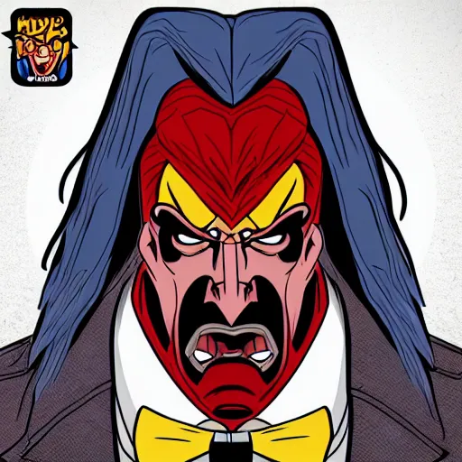 Prompt: Head-to-shoulder shot of a Triple H vinyl figure as a villain, Disney, Triple H, wrestling, WWE, Disney style, 2d, Disney 2d animation, digital 2D animation, traditional animation, Disney style, Disney animation, Deviantart, very coherent symmetrical artwork, artstation, villain, brightly colored