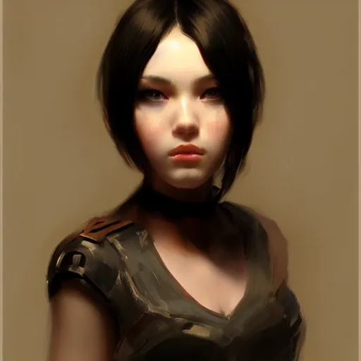 Image similar to a cute girl by ruan jia, 8 k, closeup, smooth, trending on artstation, black hair