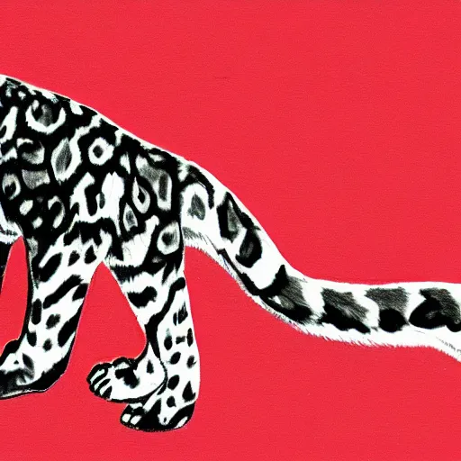 Image similar to abstract drawing of a neon black and red ocelot, 4k