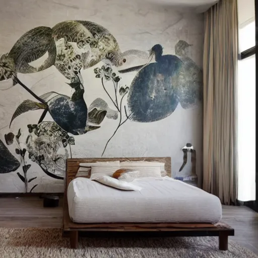 Image similar to mural on the wall of a contemporary home, beautiful architecture, favored interior design style