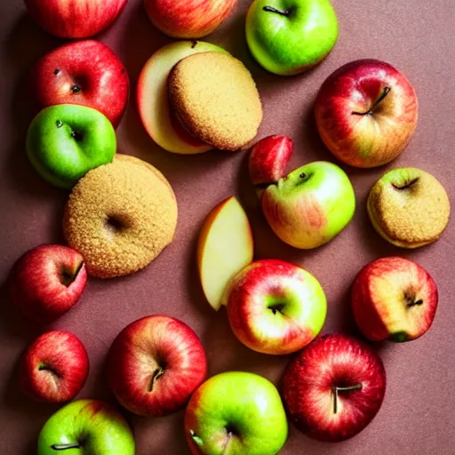 Prompt: apple fruits consisting of cookies