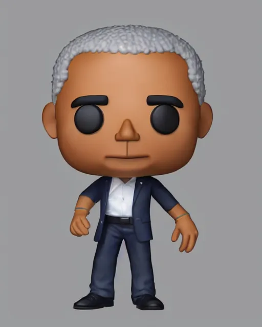 Image similar to full body 3d render of barack obama as a funko pop, studio lighting, white background, blender, trending on artstation, 8k, highly detailed