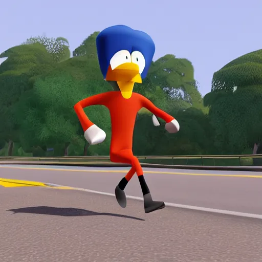 Prompt: Road Runner as a character in Human Fall Flat