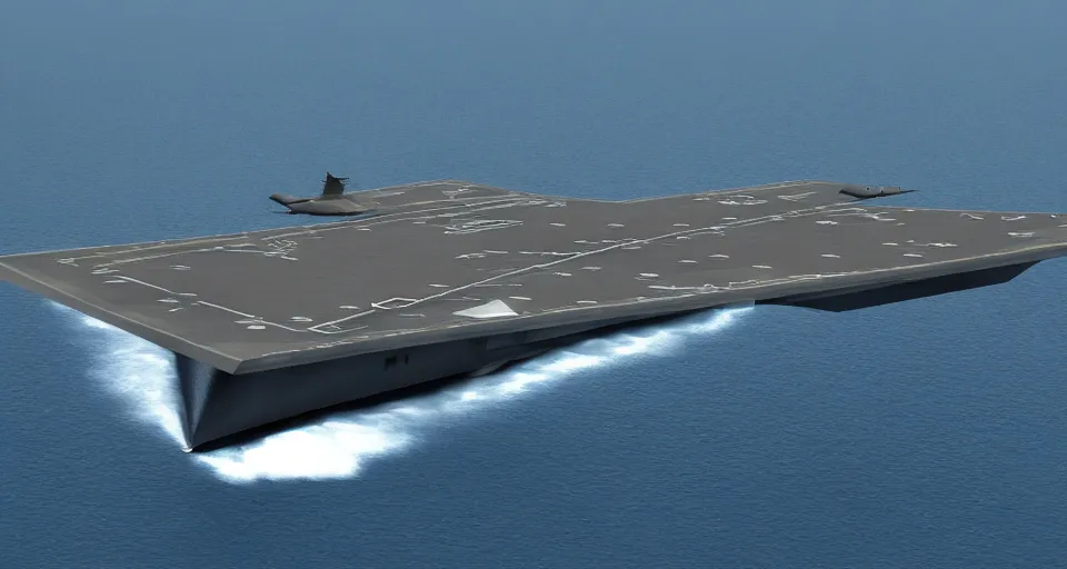 Prompt: an elaborate stealth aircraft carrier design, modern, detailed, 4k photo, stealth, sleek, obsidian, wow