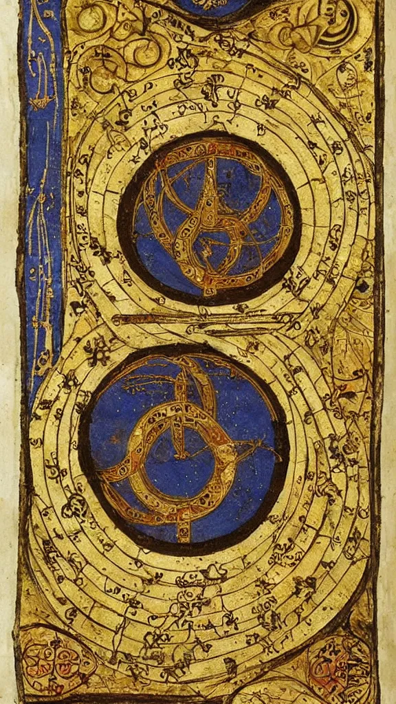 Image similar to scivias i. 3 : god, cosmos, and humanity is a medieval ink and gold leaf drawing created by hildegard von bingen in 1 1 6 5