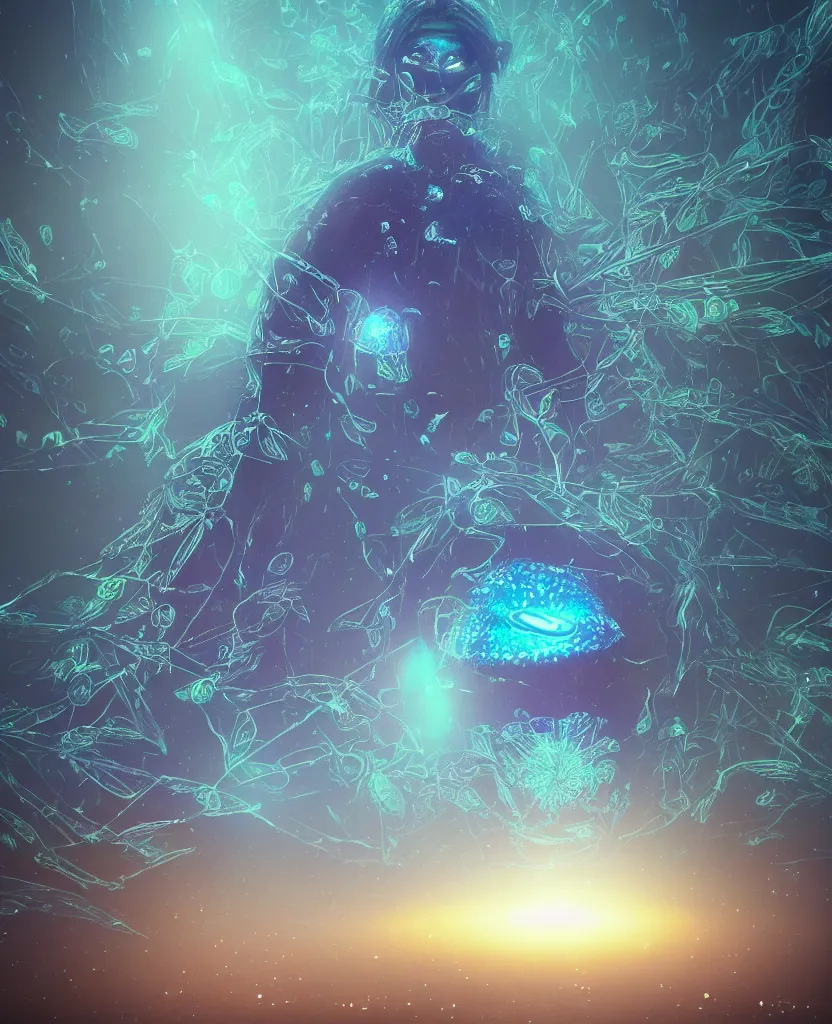 Image similar to trapped in my conscious, sky falling, look me inside of my eyes, transparent holographic being, holographic, bioluminiscent creatures, intricate artwork by beeple. octane render, trending on artstation, greg rutkowski very coherent symmetrical artwork. cinematic, hyper realism, high detail, octane render, 8 k